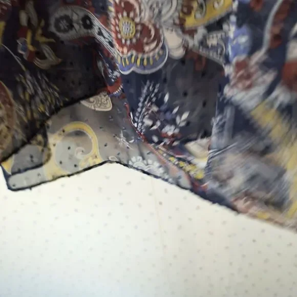 Style & Co Peasant Top XL Sheer Swiss Dot Paisley Blue Career Bell Sleeves Flowy - Picture 7 of 16